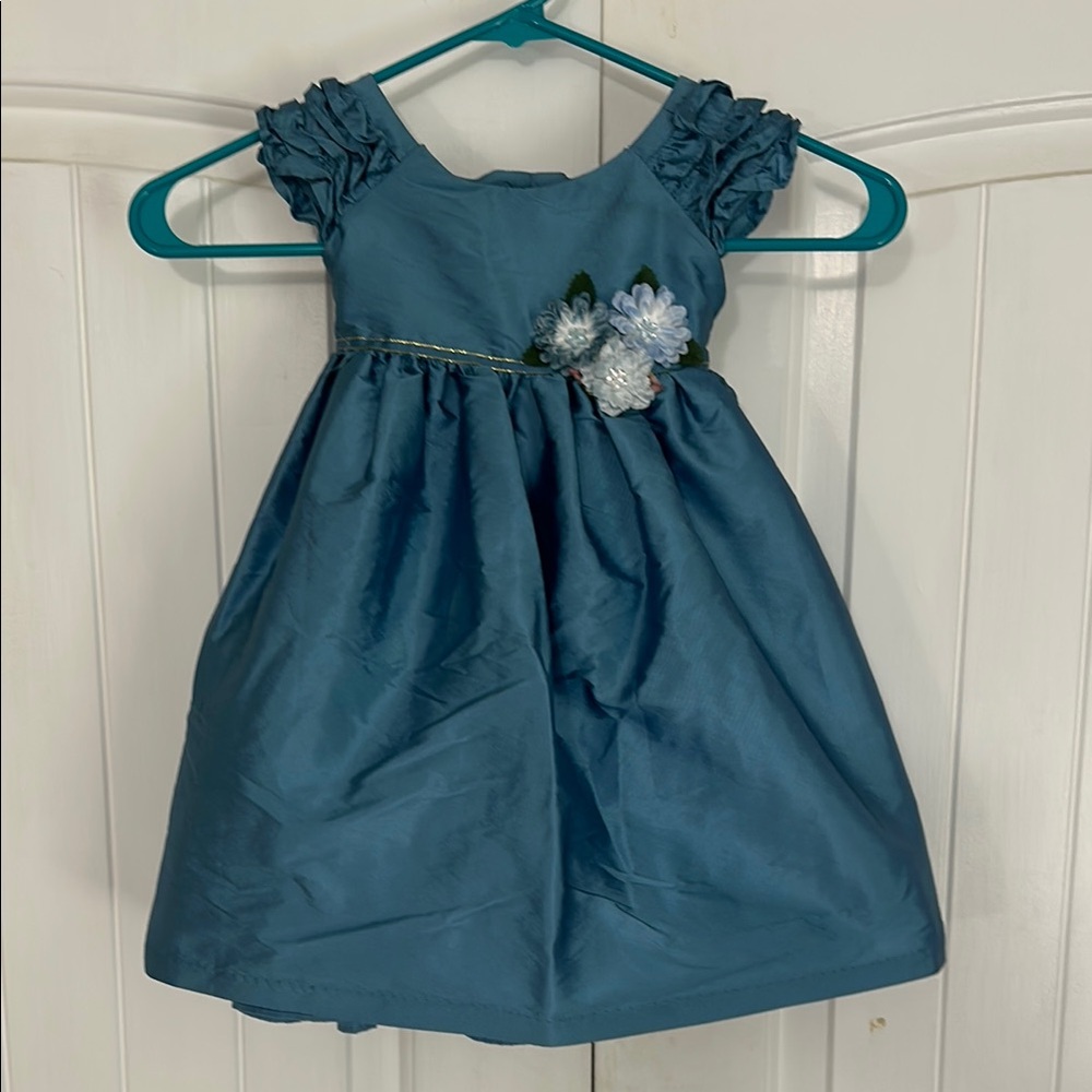Laura Ashley Blue Ruched Embellished Party Dress